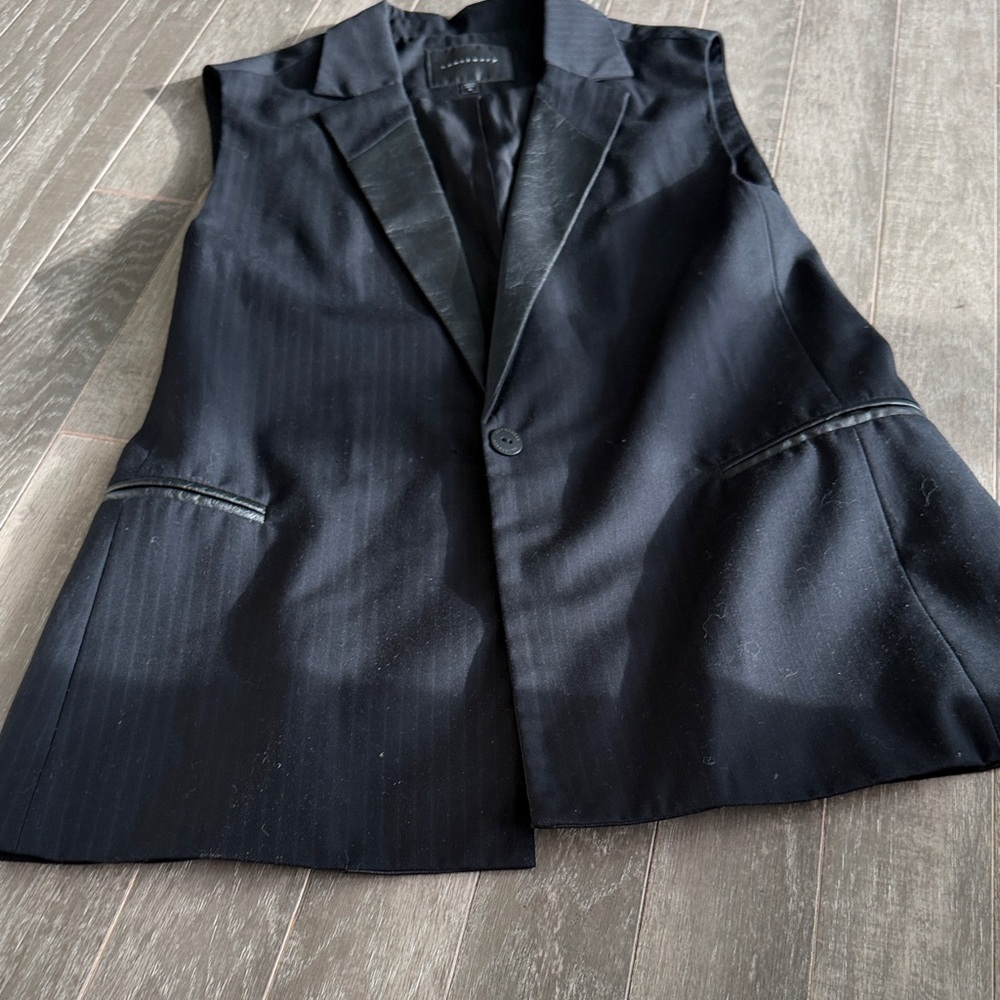 Sanctuary Black faux long vest